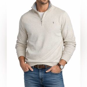 Polo Ralph Lauren Cream Quarter Zip Pullover Mens XL Classic Preppy